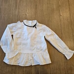 Janie and Jack Ivory Blouse/Shirt with Ruffle Long Sleeves Girl  Size 5T NWT